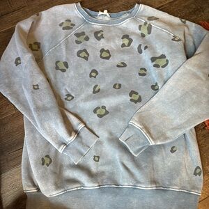 Blue Leopard Print Sweatshirt